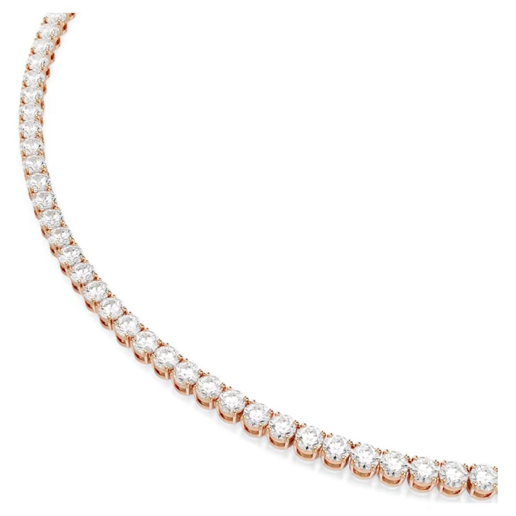Matrix Tennis necklace Round cut, White, 18K rose gold finish
